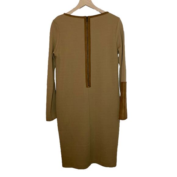 Jo No Fui Women's Tan Suede Trim Wool Blend Business Knee Length Dress 46 US 12 - Picture 6 of 11